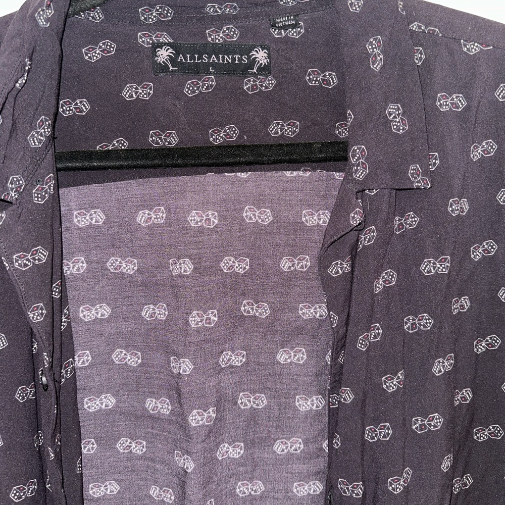 ALL SAINTS SIZE LARGE BUTTON UP DICE SHIRT